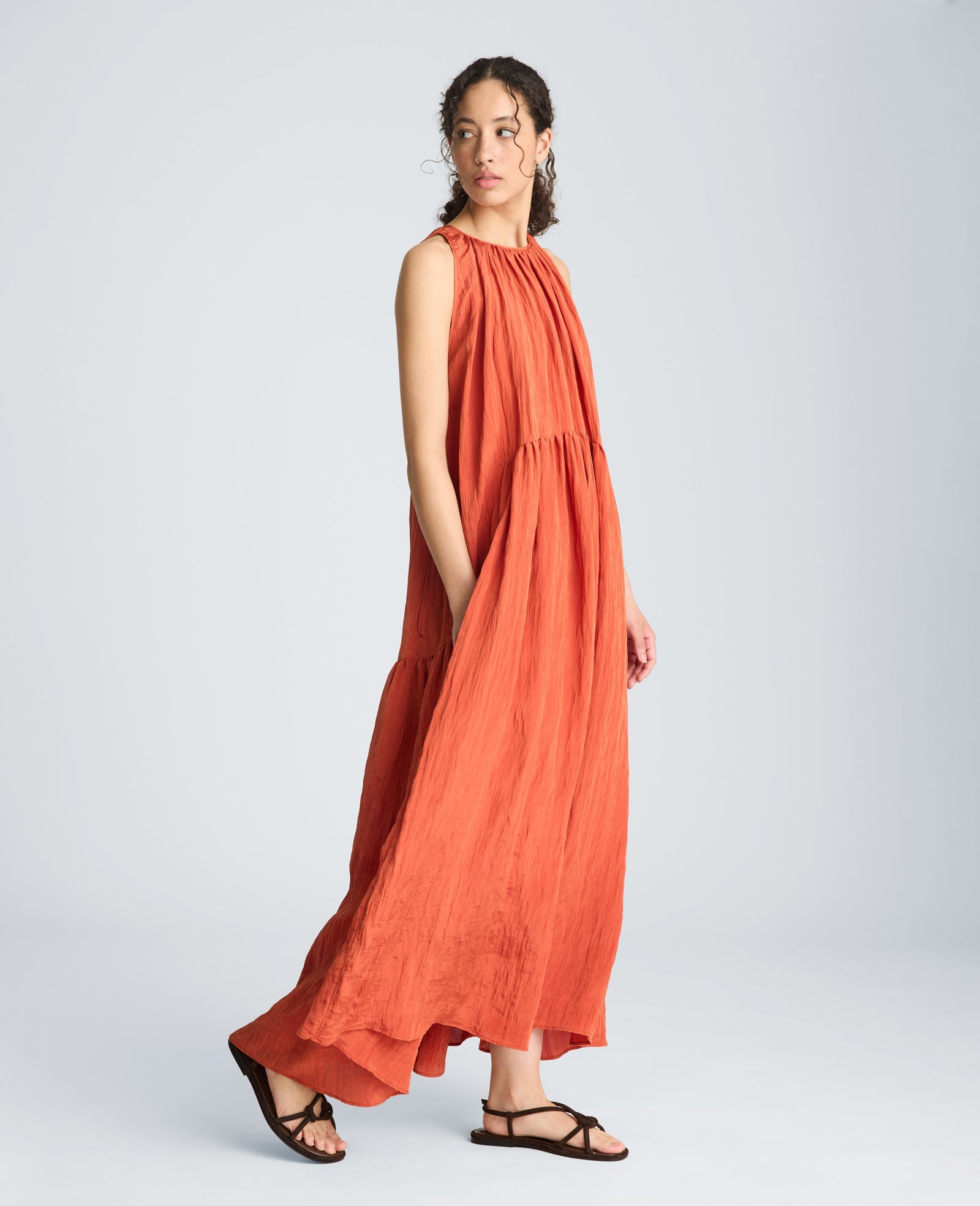 Gathered Halter Neck Maxi Dress