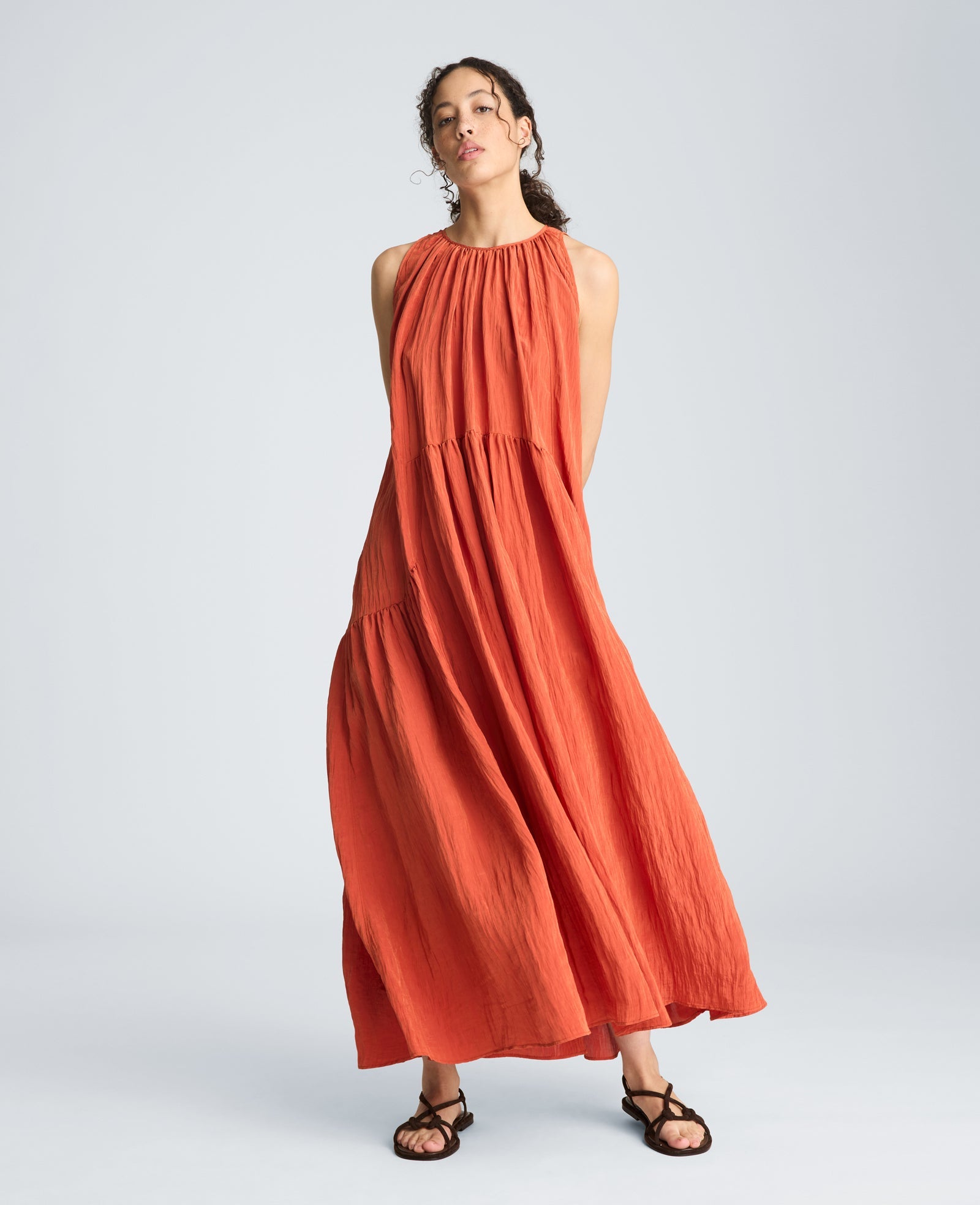 Gathered Halter Neck Maxi Dress
