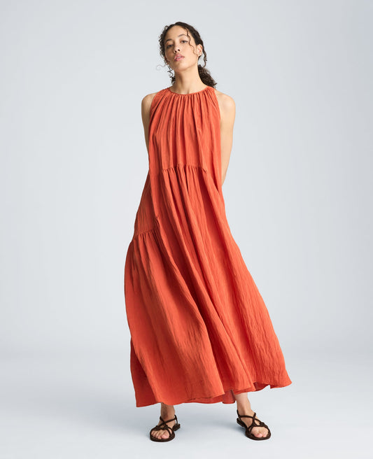 Gathered Halter Neck Maxi Dress