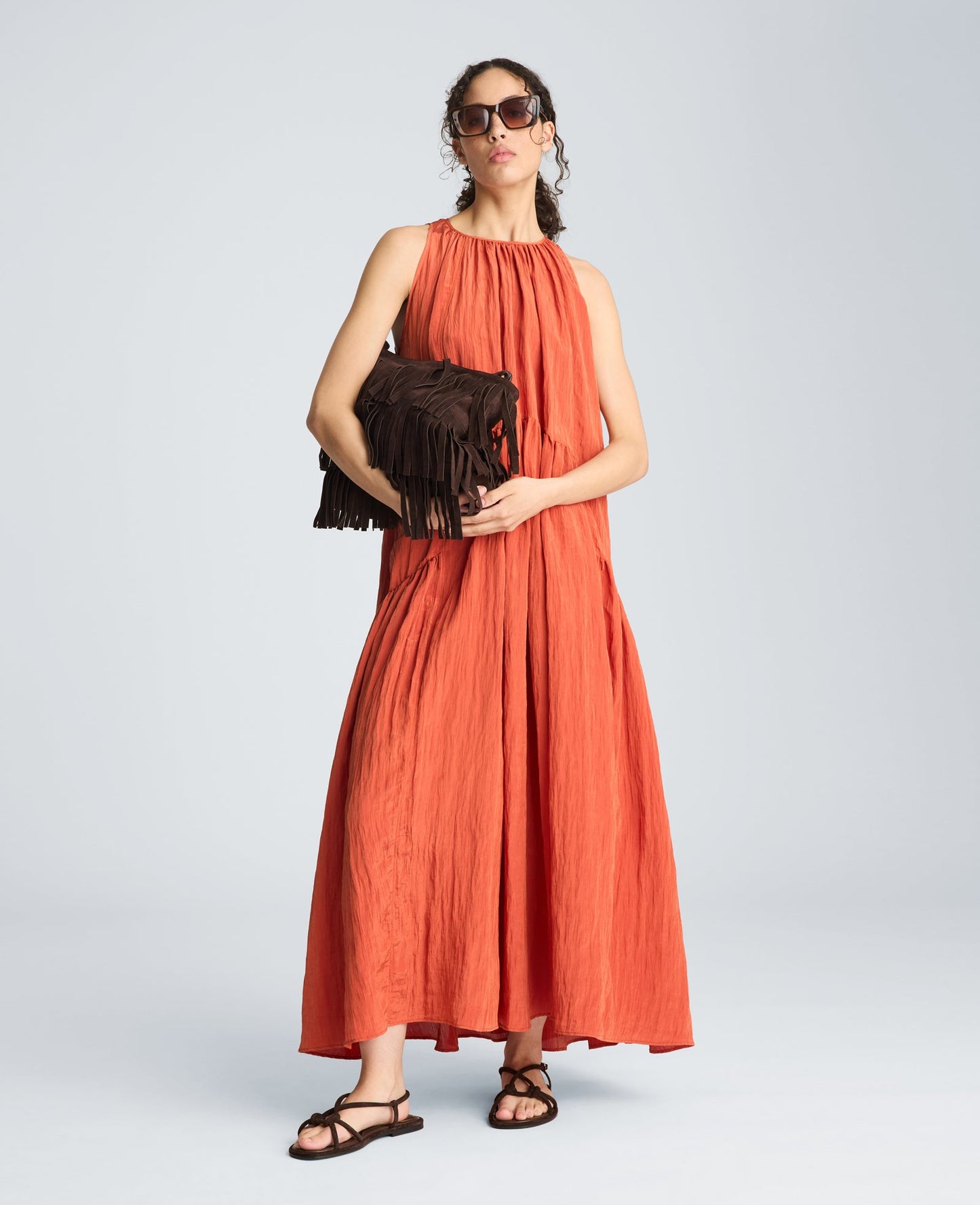 Gathered Halter Neck Maxi Dress