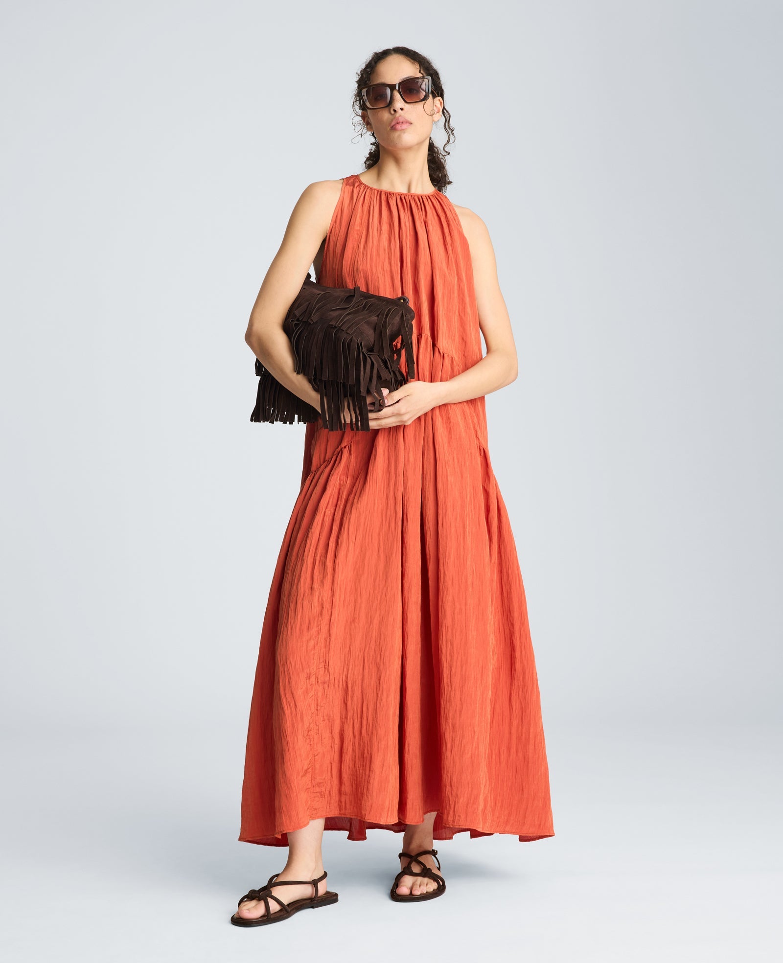 Gathered Halter Neck Maxi Dress