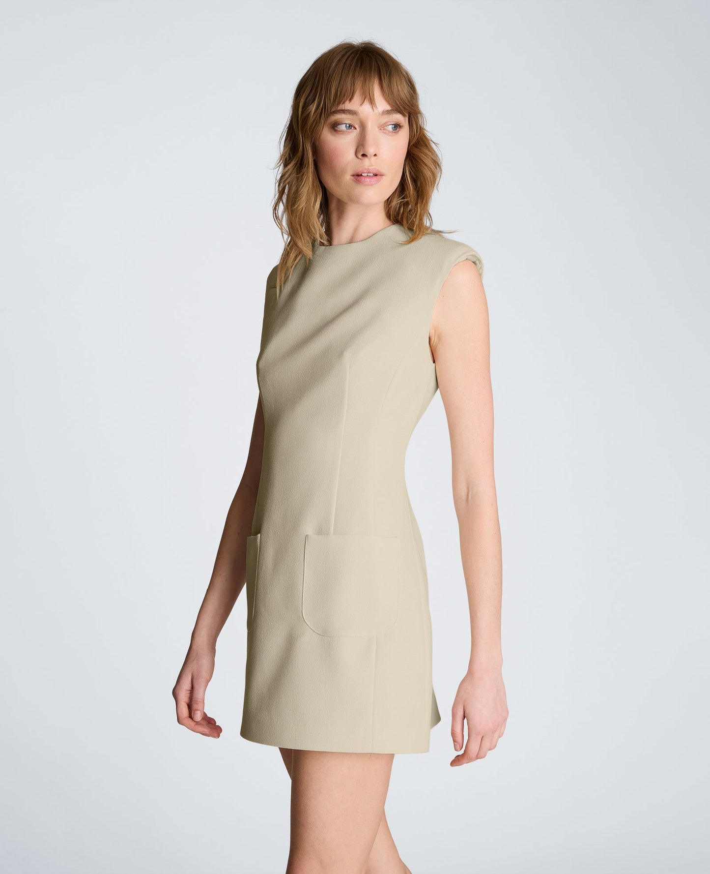 Sleeveless Suit Mini Dress with Patch Pocket