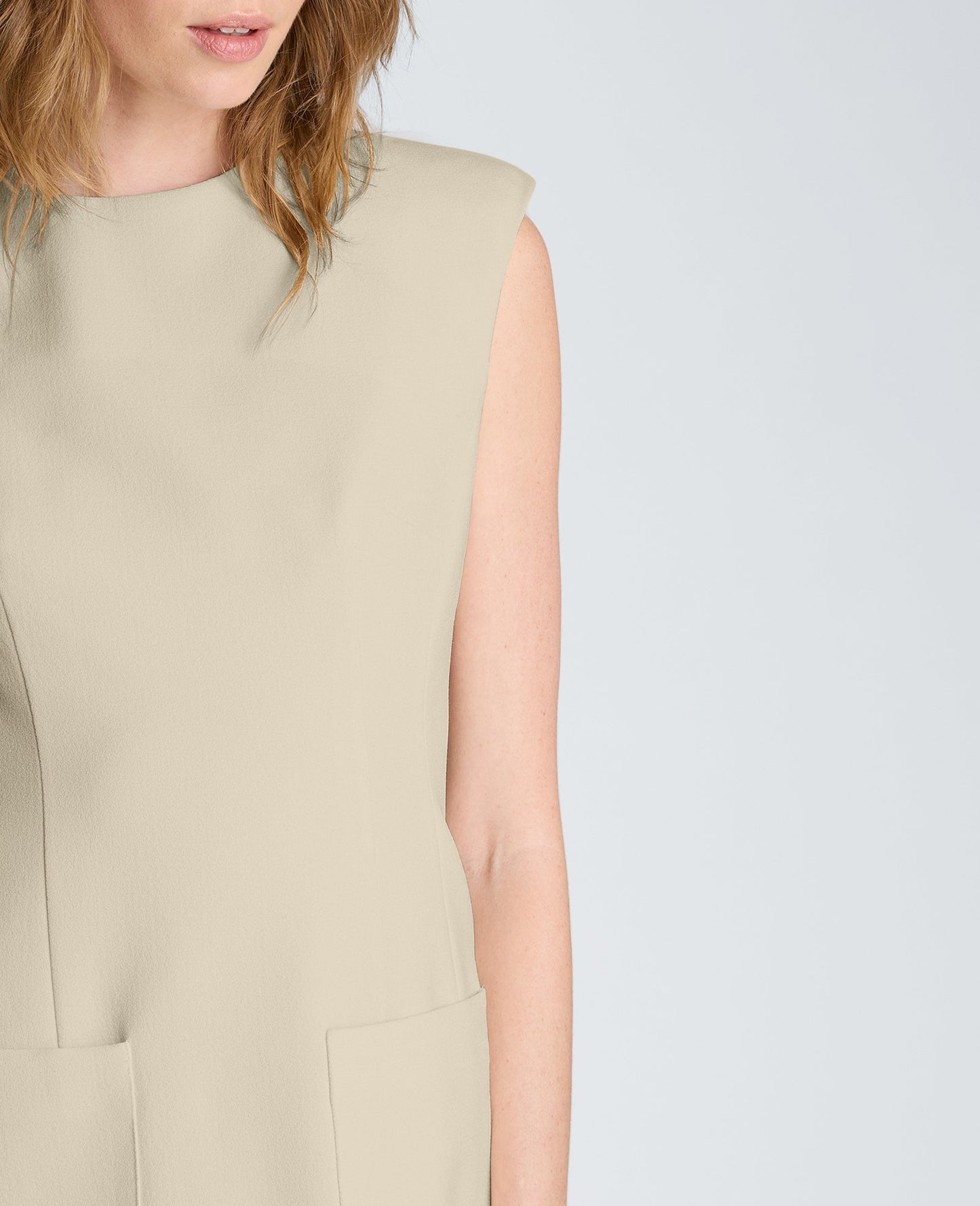 Sleeveless Suit Mini Dress with Patch Pocket