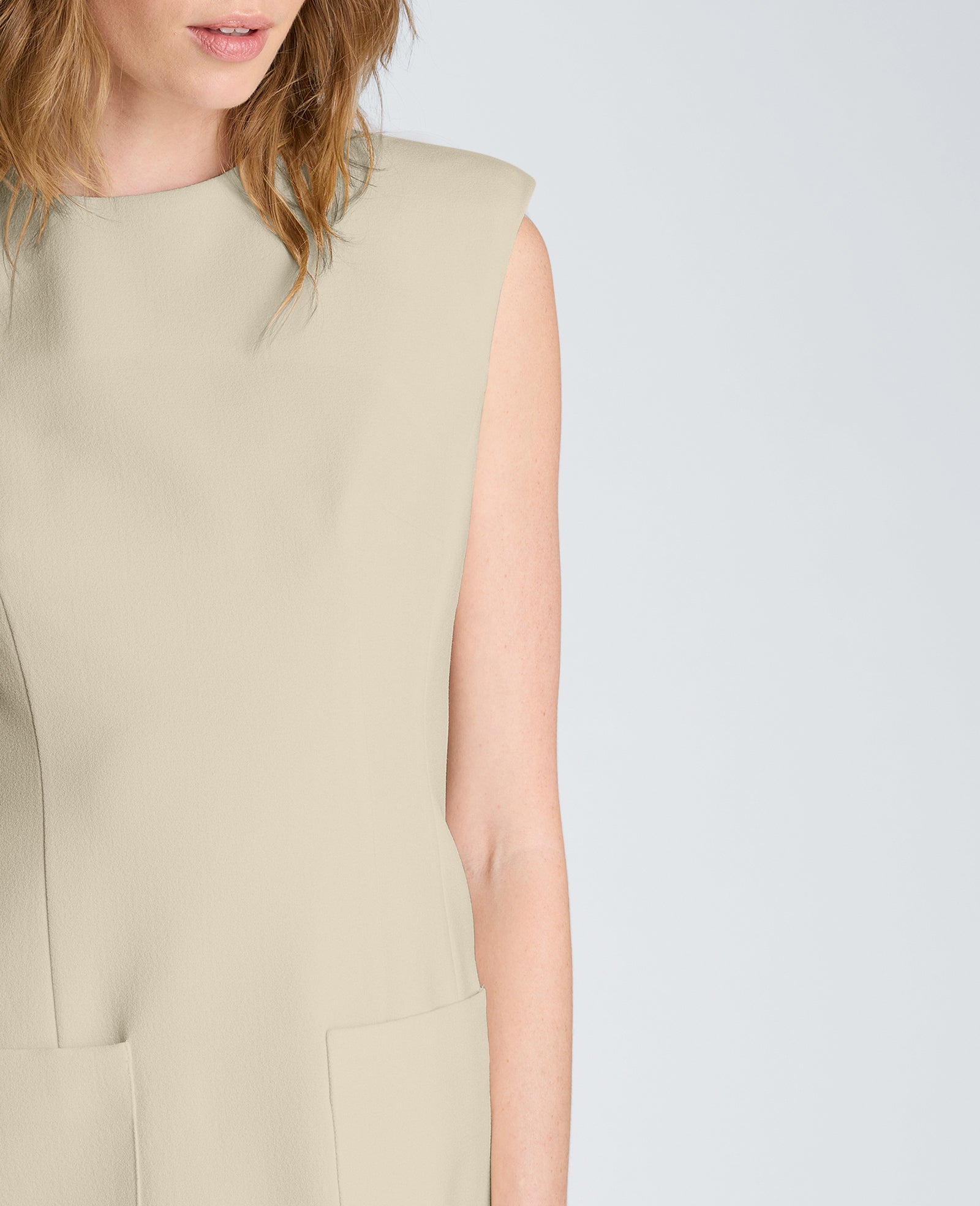 Sleeveless Suit Mini Dress with Patch Pocket