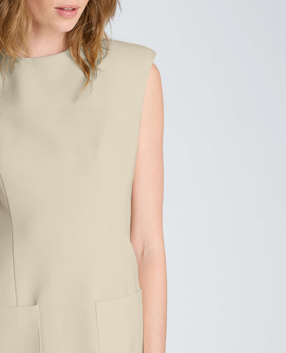 Sleeveless Suit Mini Dress with Patch Pocket
