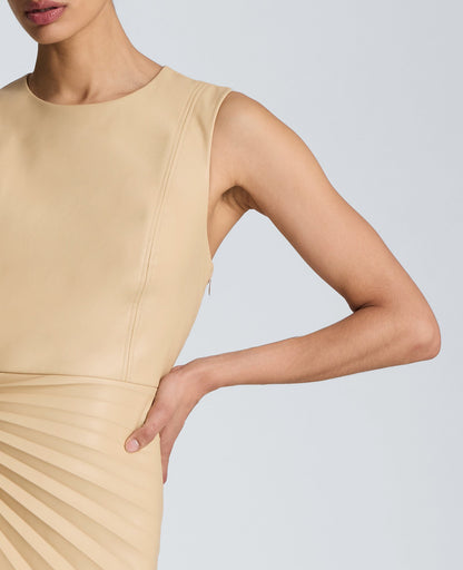Sunburst Pleat Midi Dress