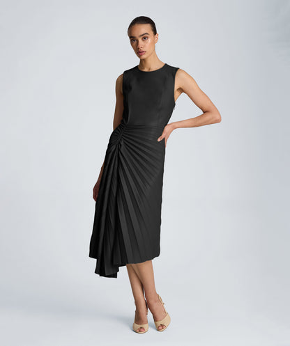 Sunburst Pleat Midi Dress