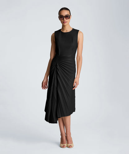 Sunburst Pleat Midi Dress