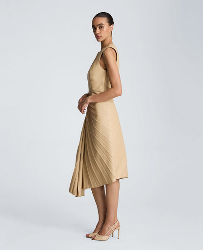 Sunburst Pleat Midi Dress