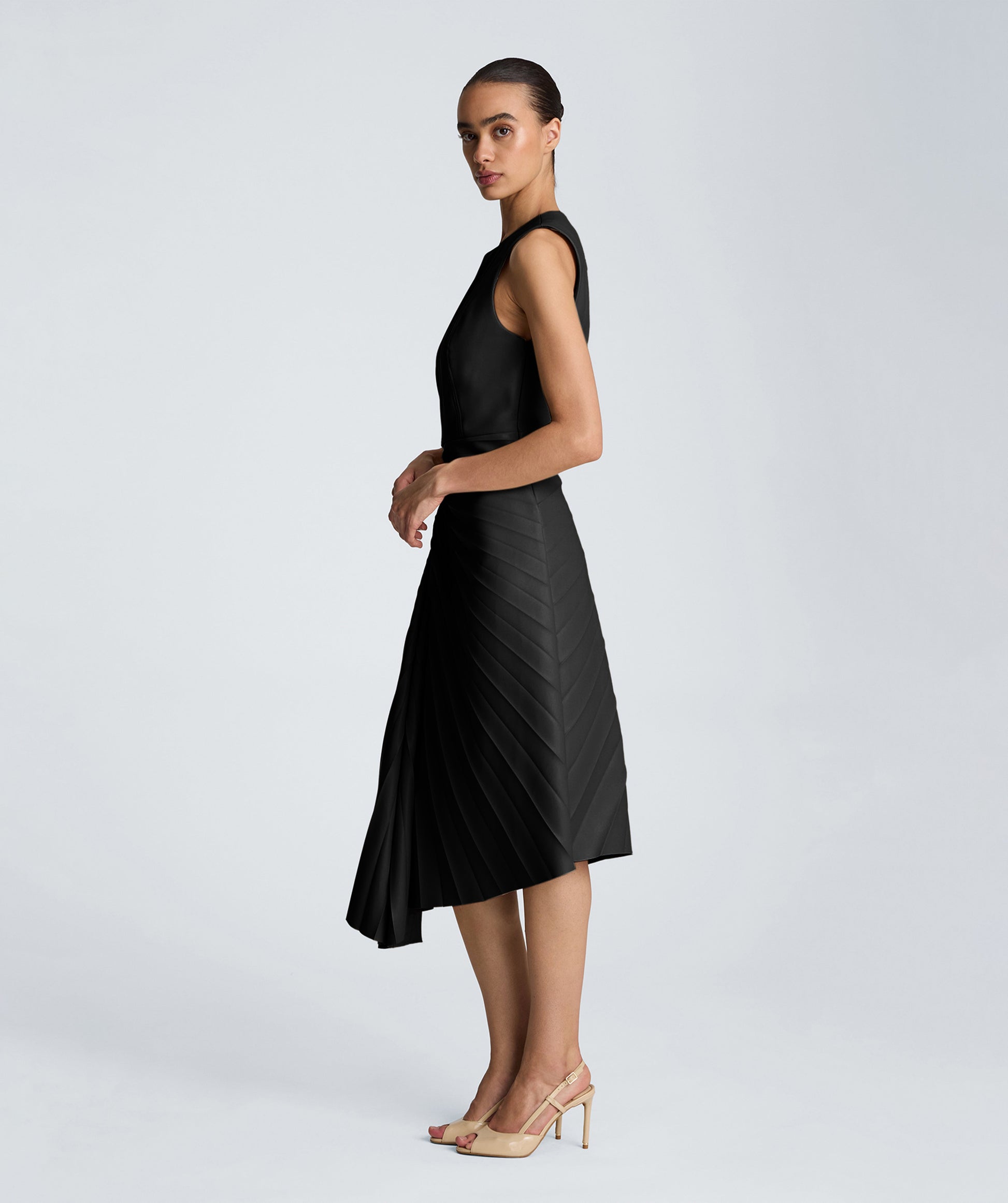 Sunburst Pleat Midi Dress