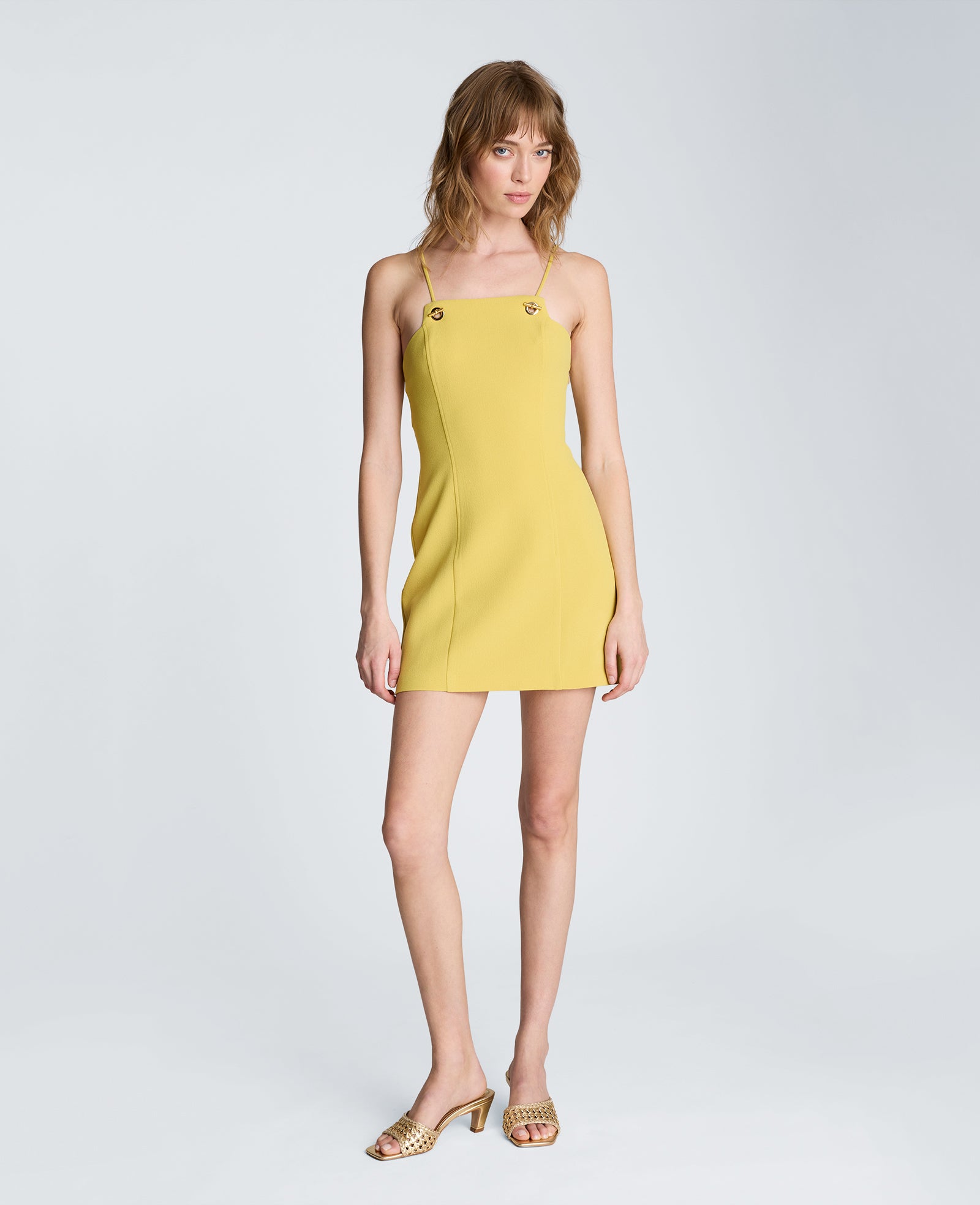 Square Neck Grommet Mini Dress