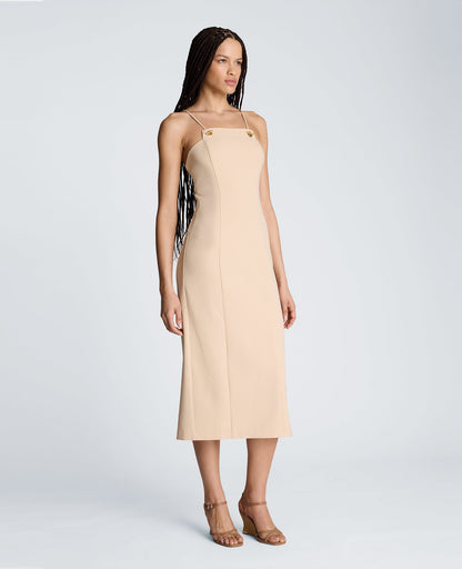 Square Neck Grommet Midi Dress