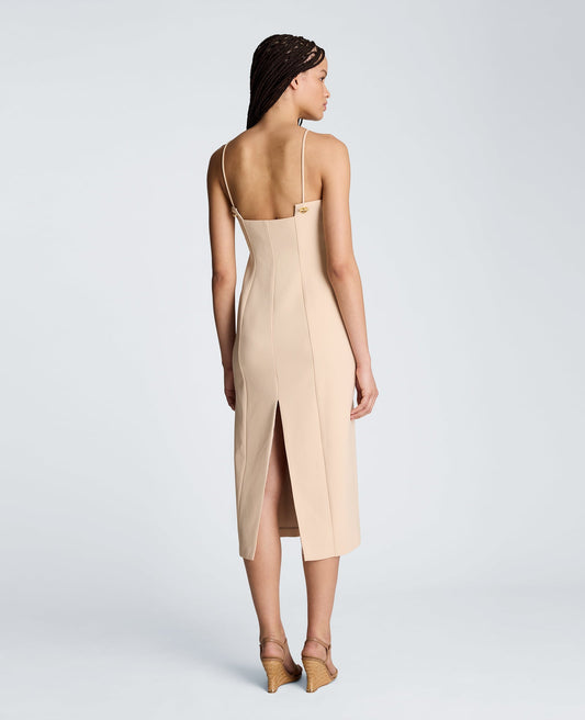 Square Neck Grommet Midi Dress