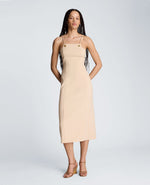 Square Neck Grommet Midi Dress