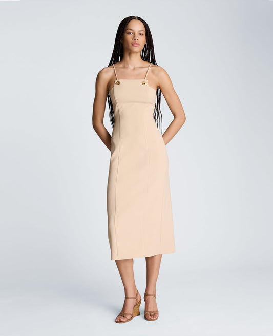 Square Neck Grommet Midi Dress