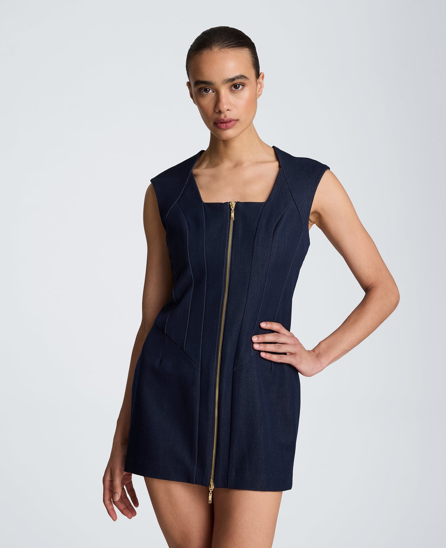 Halter Neck Zipper Front Mini Dress
