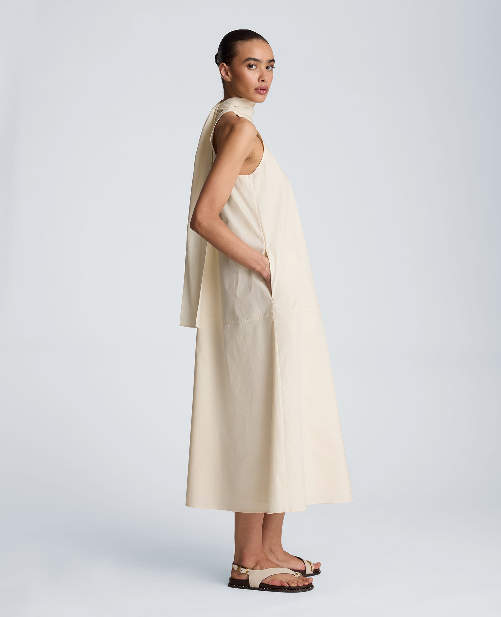 Tie Back Halter Midi Dress