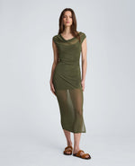 Sleeveless Cowl Neck Midi Dress
