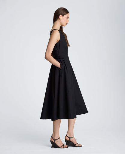 Sleeveless Boat Neck Midi Dress