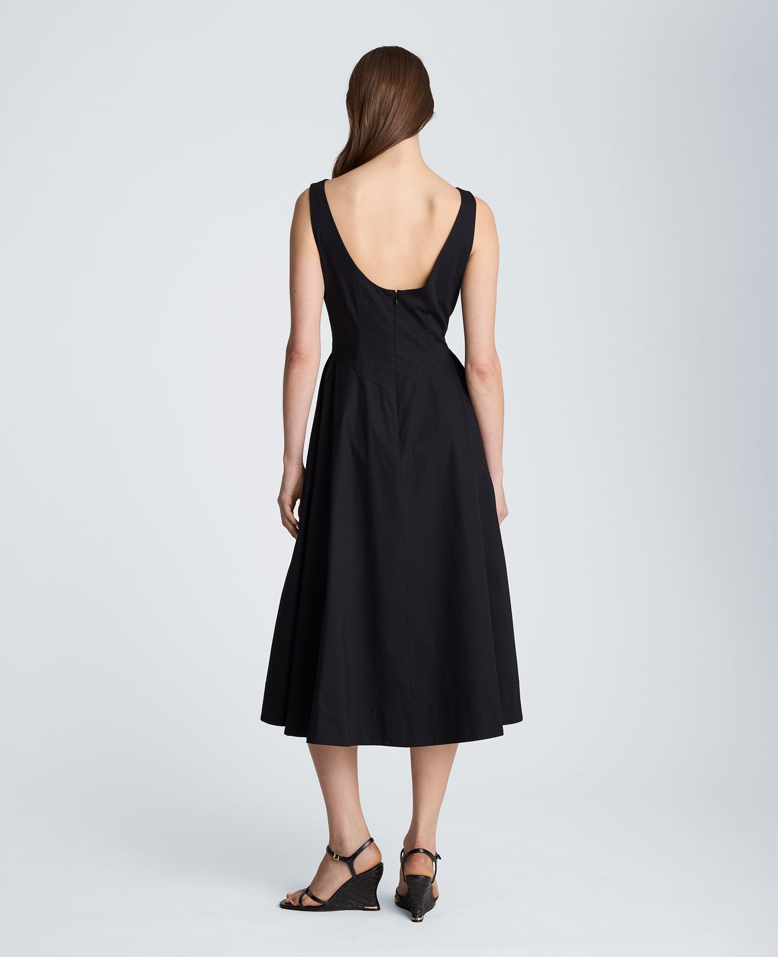 Sleeveless Boat Neck Midi Dress