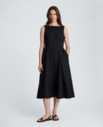 Sleeveless Boat Neck Midi Dress