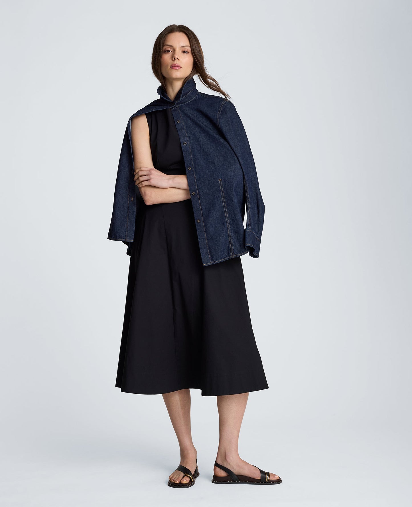 Sleeveless Boat Neck Midi Dress