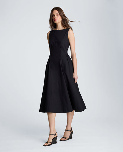 Sleeveless Boat Neck Midi Dress
