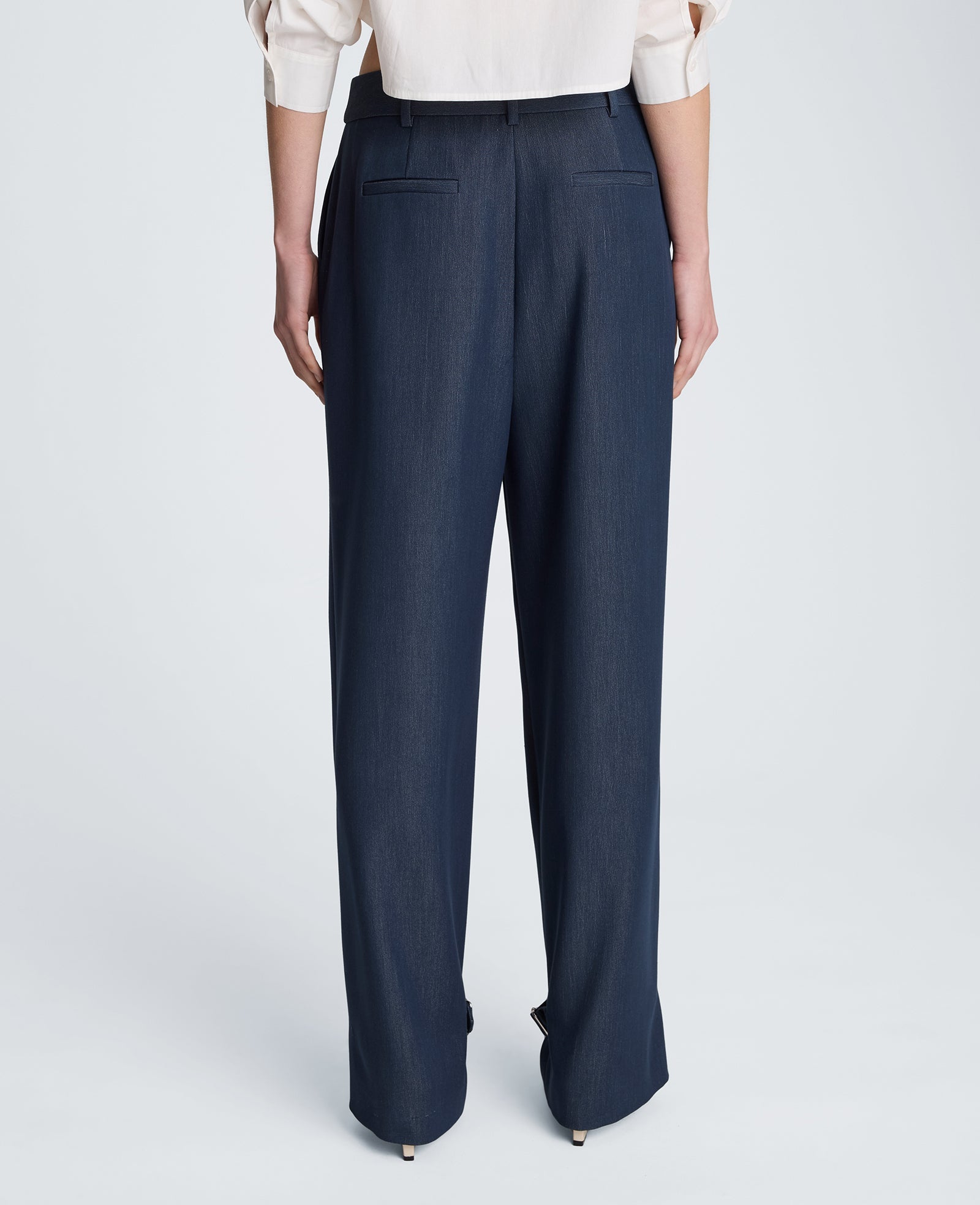 High Rise Fly Front Belted Pant