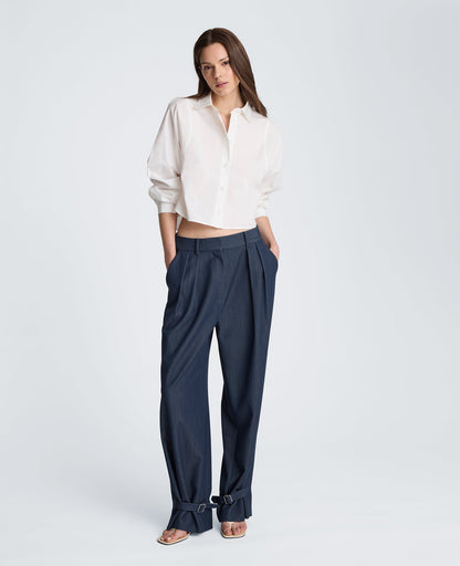 High Rise Fly Front Belted Pant