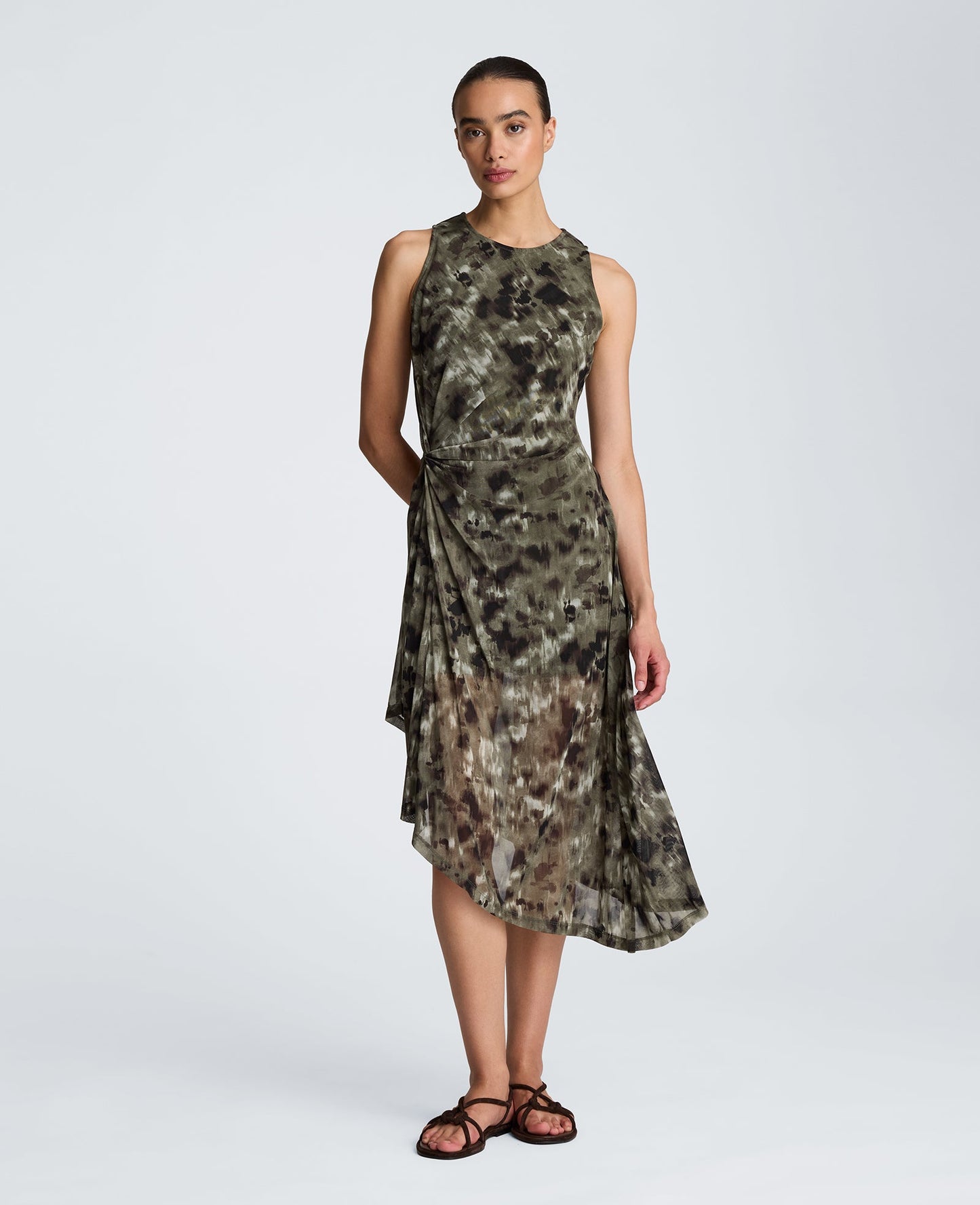 Asymmetrical Hem Midi Dress