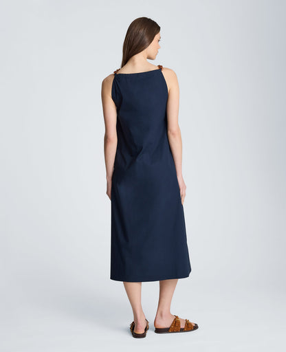 Tortoiseshell Tie Halter Midi Dress