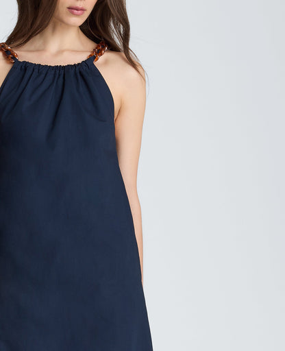 Tortoiseshell Tie Halter Midi Dress