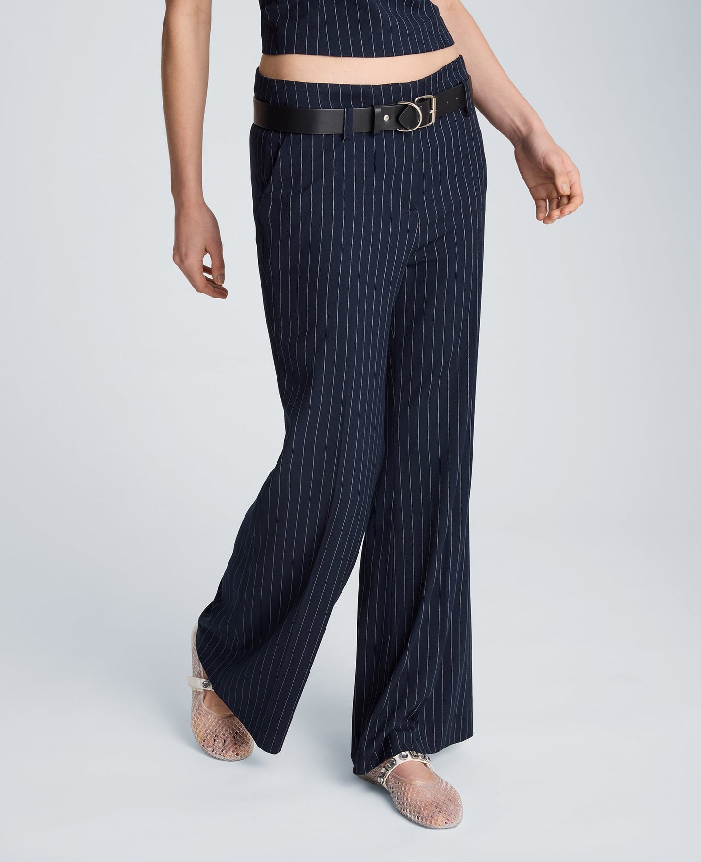 Fly Front Flare Belted Pant