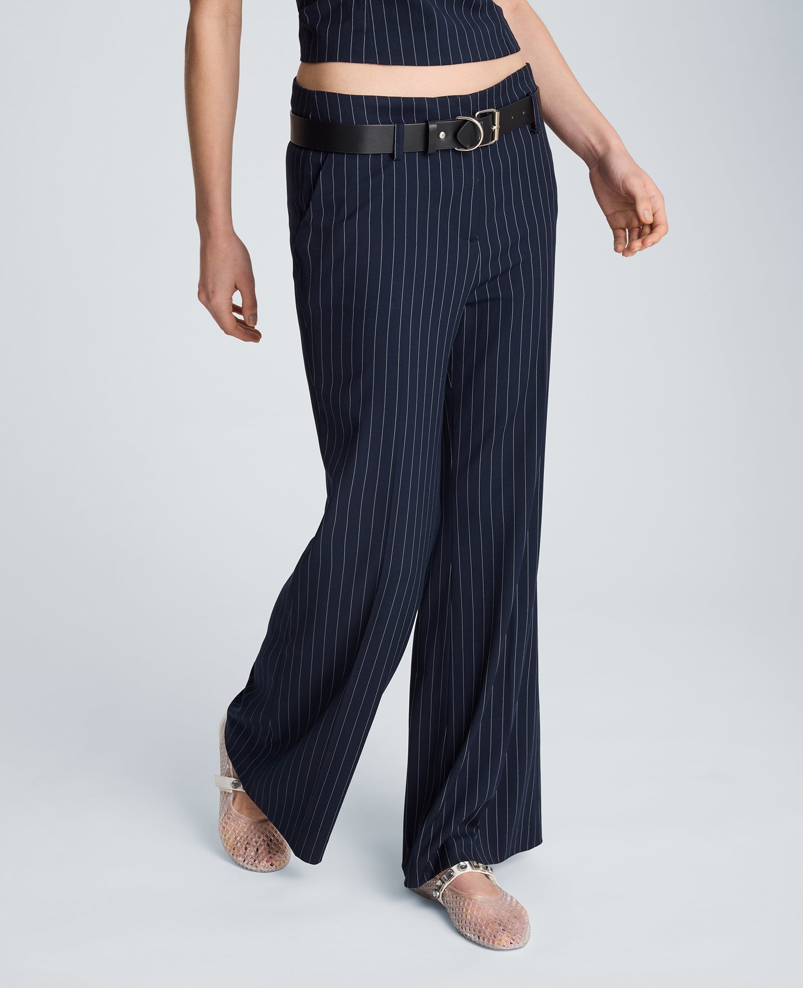 Fly Front Flare Belted Pant