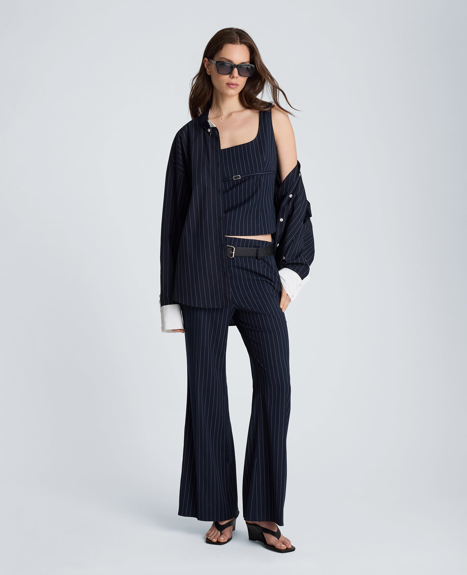 Fly Front Flare Belted Pant