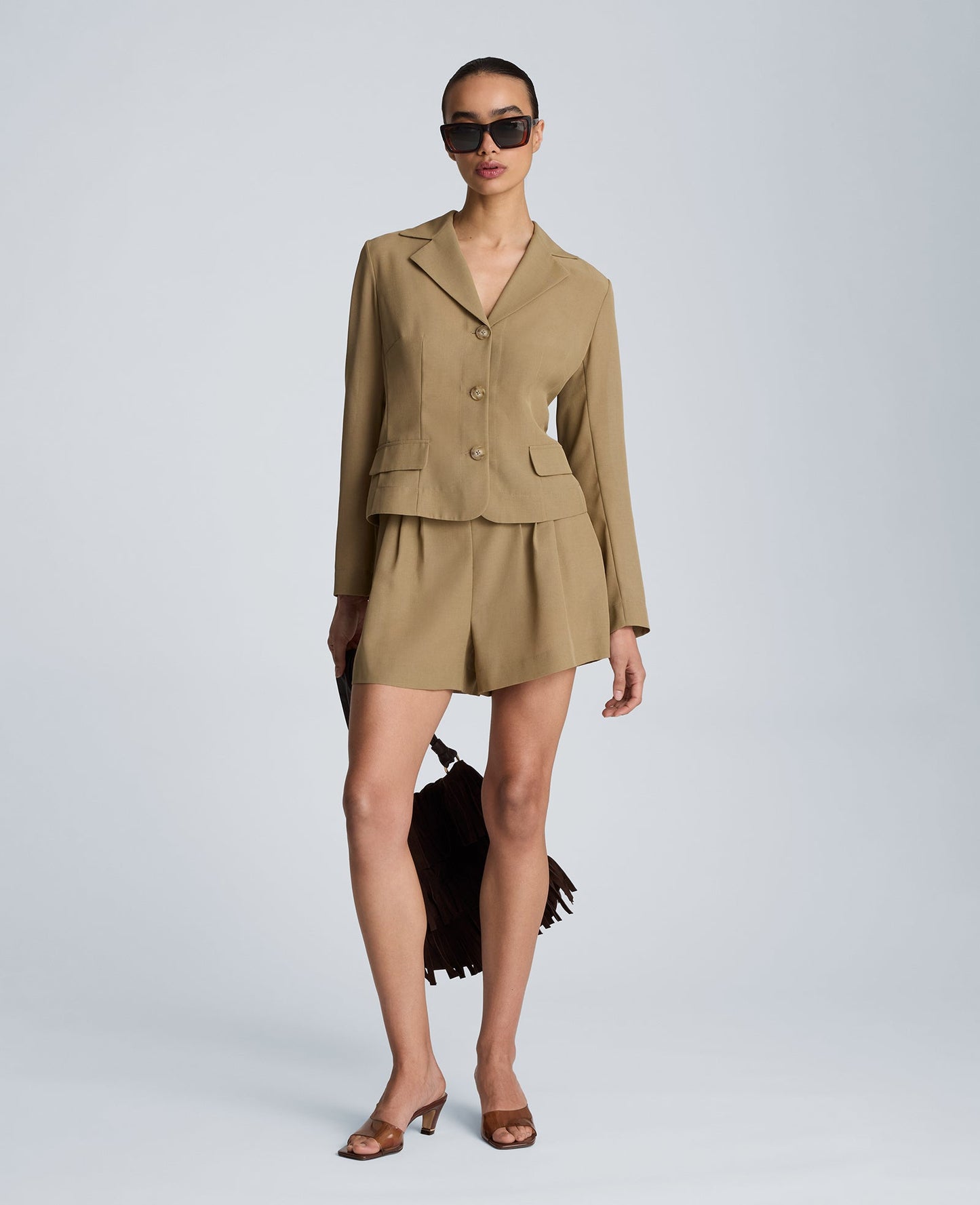 High Rise Side Zip Belted Short