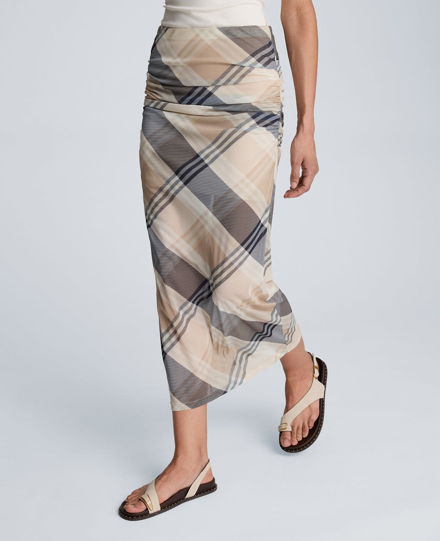 Pull On Side Ruched Midi Skirt