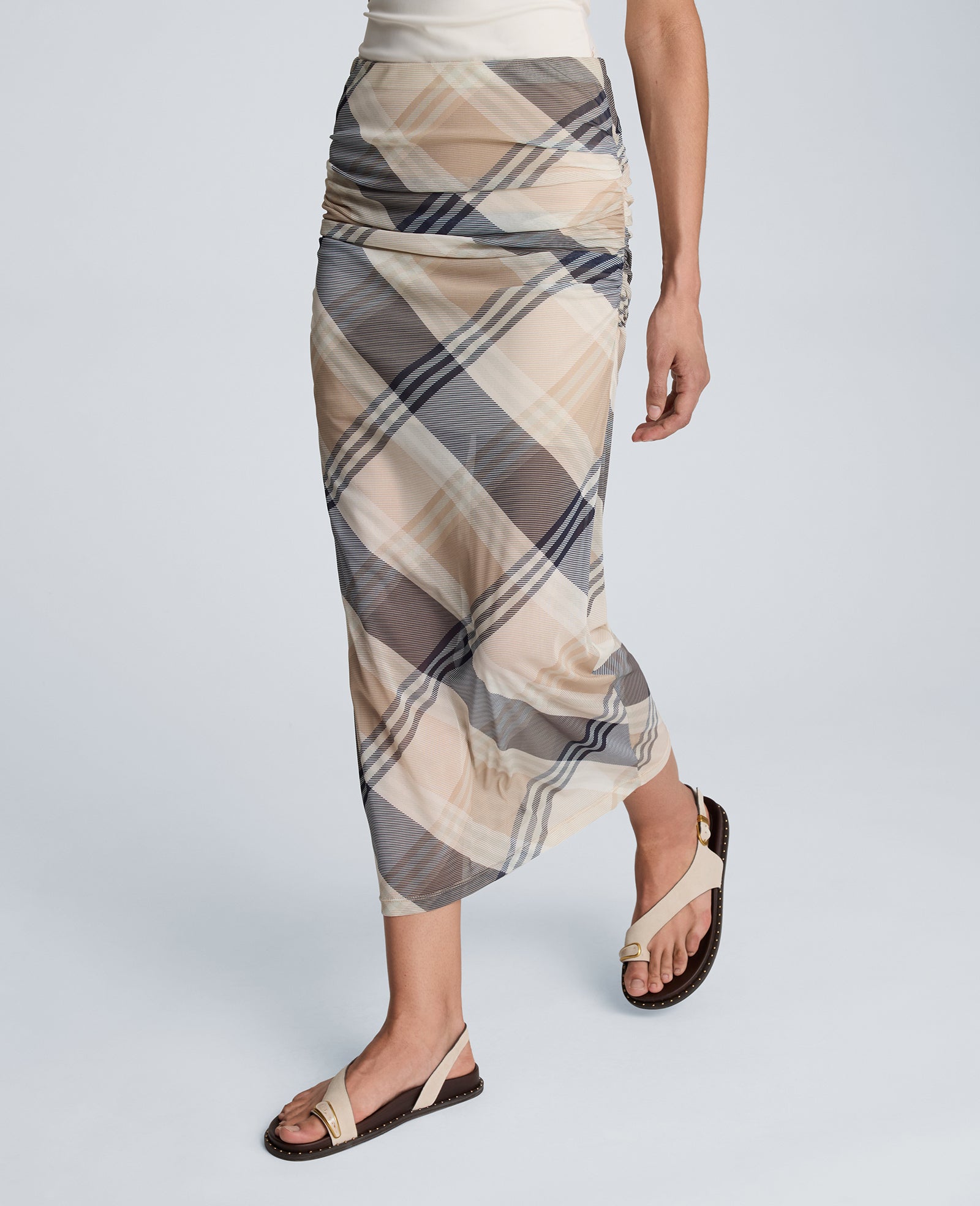 Pull On Side Ruched Midi Skirt