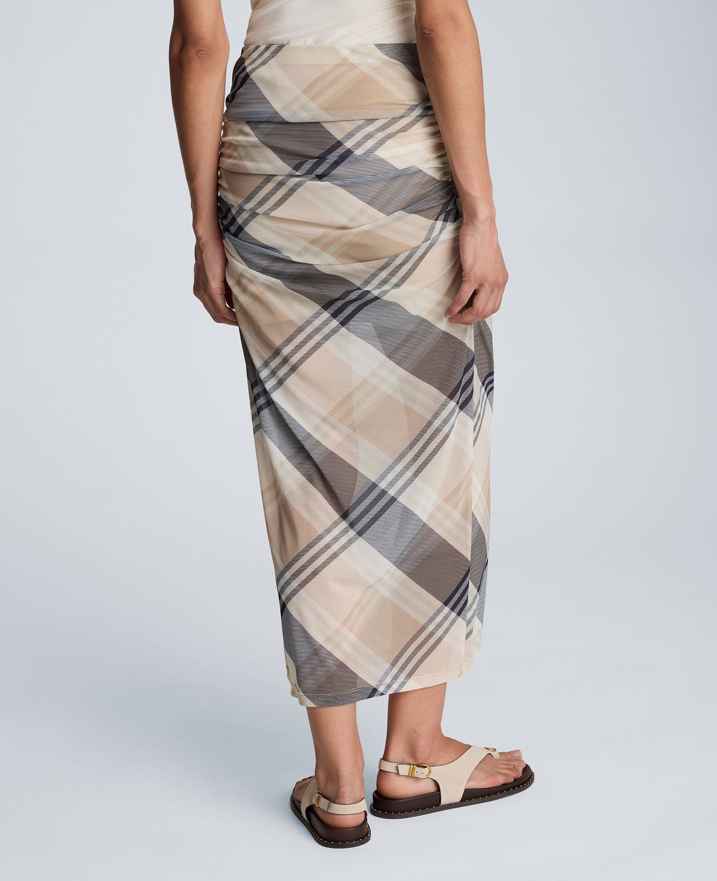 Pull On Side Ruched Midi Skirt