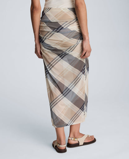 Pull On Side Ruched Midi Skirt