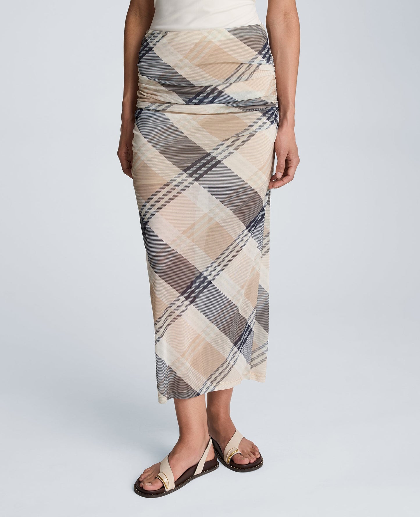 Pull On Side Ruched Midi Skirt