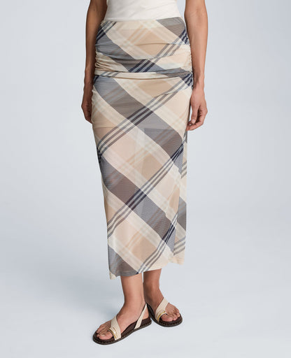 Pull On Side Ruched Midi Skirt