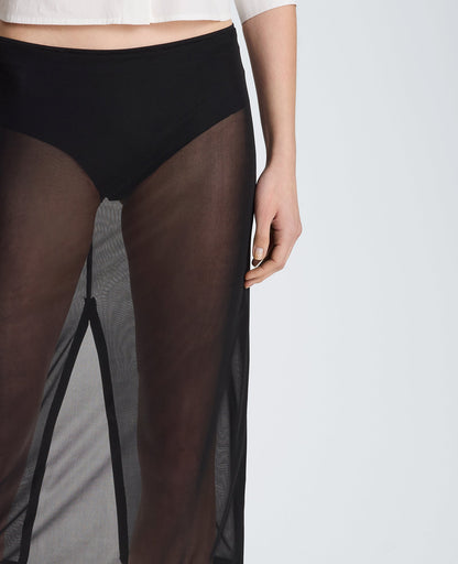 Pull On Mesh Midi Skirt with Built-In Underwear