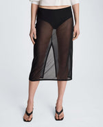 Pull On Mesh Midi Skirt with Built-In Underwear