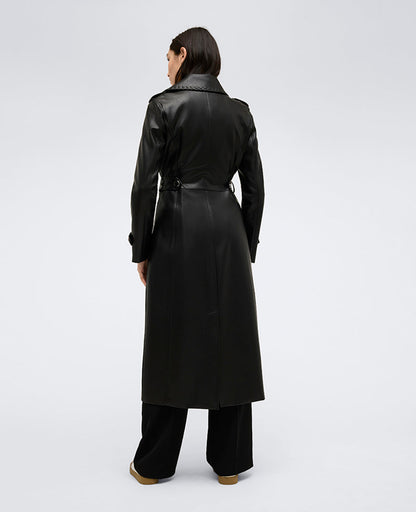 Faux Leather Belted Trench