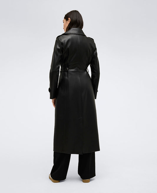 Faux Leather Belted Trench