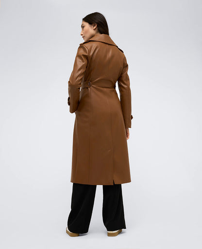 Faux Leather Belted Trench