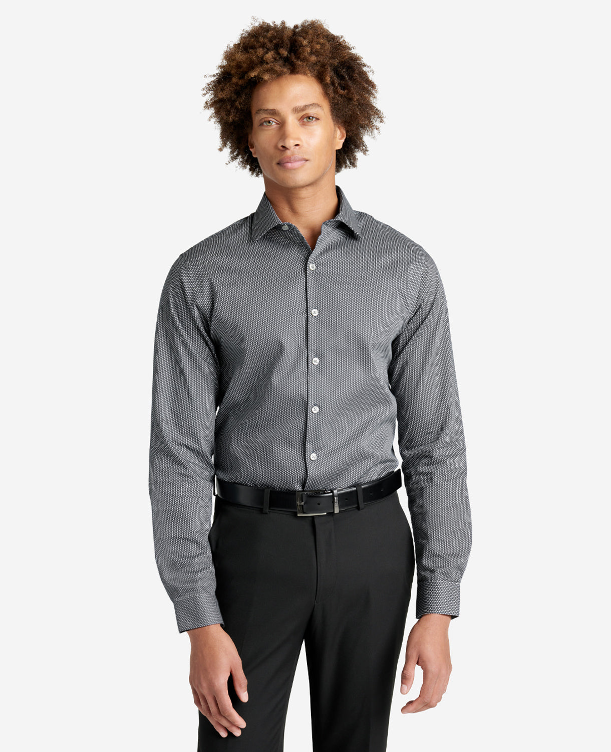 Slim-Fit Button-Down Stretch Dress Shirt with TEK FIT