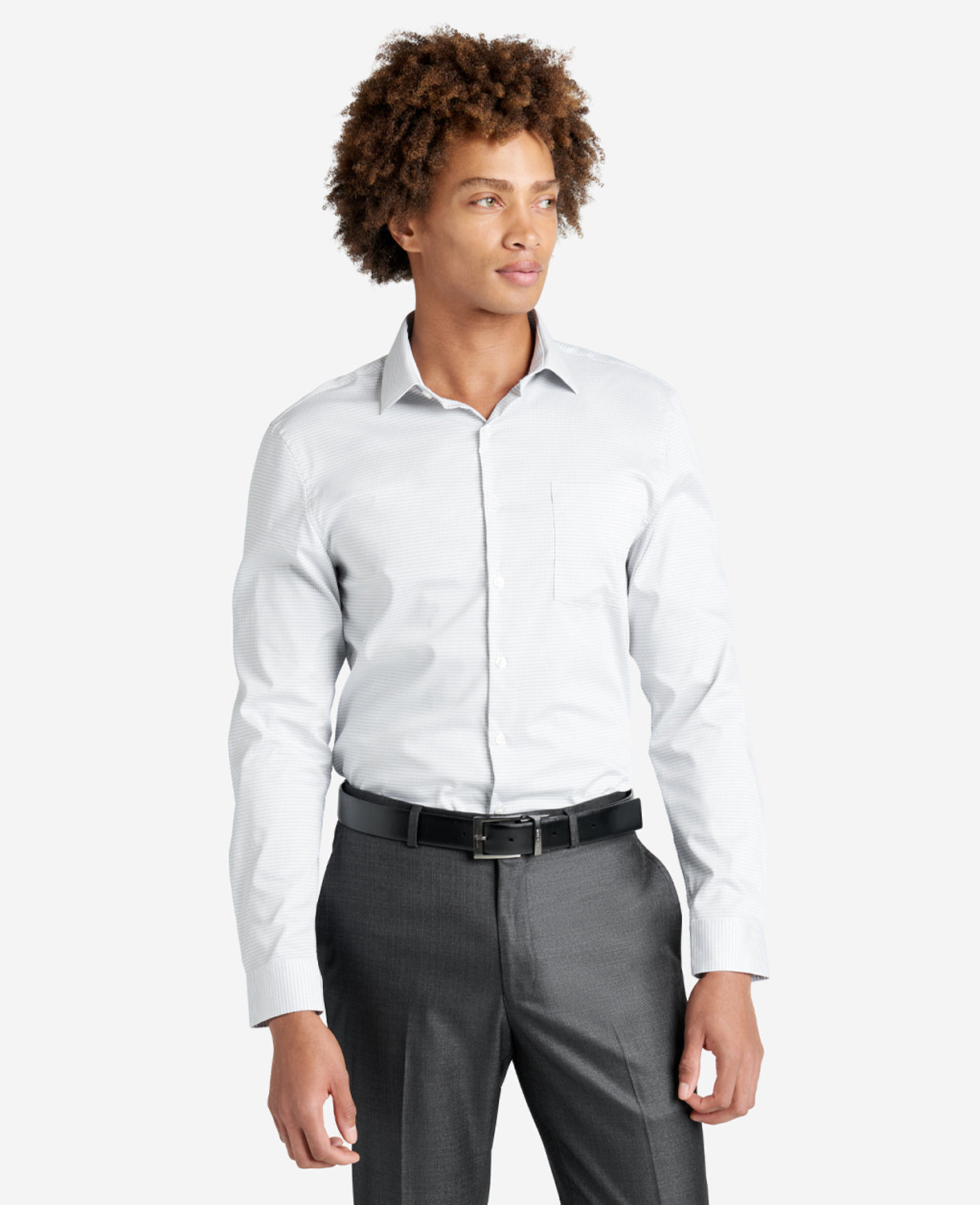 Slim Fit Sustainable Stretch Collar Solid Dress Shirt with TEK FIT