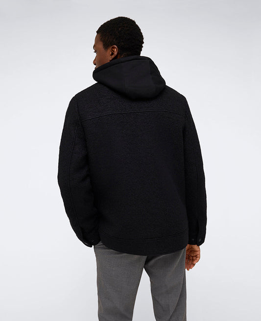 Boucle Wool Jacket with Attached Jersey Hood